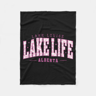 Lake Life Chequerboard Lake Louise Summer Vacation Fleece Blanket