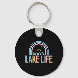 Lake Life Fisherman Retro Groovy Fishing Lake Love Key Ring