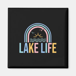 Lake Life Fisherman Retro Groovy Fishing Lake Love Magnet