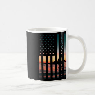 Lake Life Fisherman Sunset American Flag Byss Fish Coffee Mug
