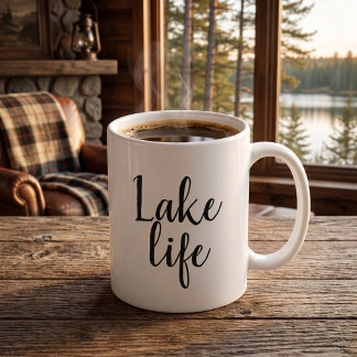 Lake Life House Chic Simple Typography  Coffee Mug