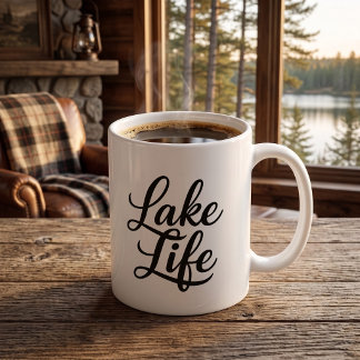 Lake Life House Chic Simple Typography  Coffee Mug