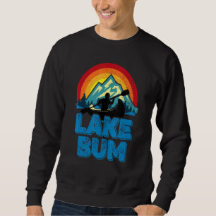 Lake Life Lake Bum Retro Distressed Mountain Canoe Sweatshirt