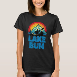 Lake Life Lake Bum Retro Distressed Mountain Canoe T-Shirt