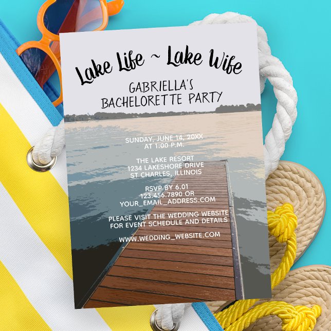 Lake Life - Lake Wife Boat Dock Bachelorette Party Invitation (Creator Uploaded)