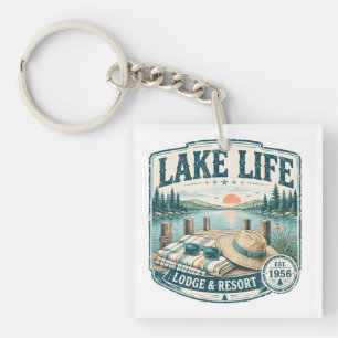 Lake Life Lodge & Resort Vintage Lakeside Retreat Key Ring