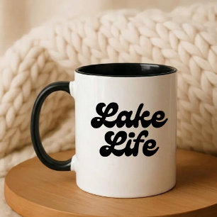 Lake Life Minimalist Typography Modern Mug