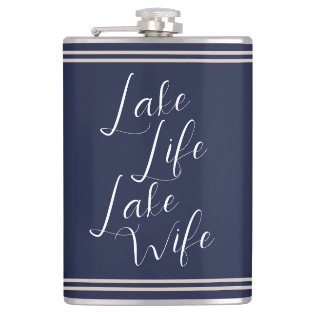 Lake Life Nautical Bachelorette Party Wife Hip Flask (Front)