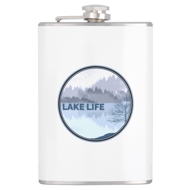 Lake Life Reflection Hip Flask (Front)