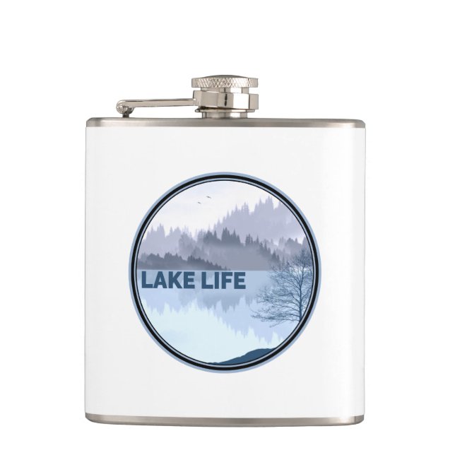 Lake Life Reflection Hip Flask (Front)