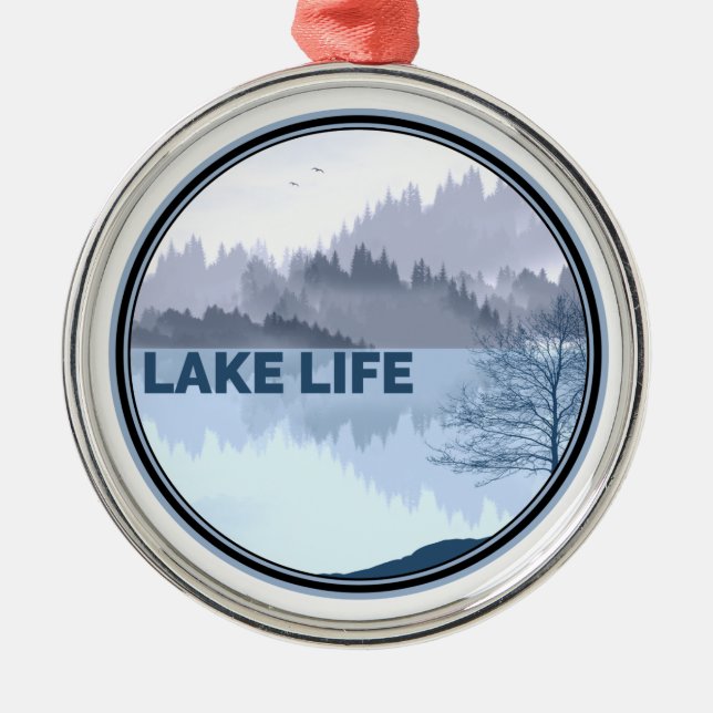 Lake Life Reflection Metal Tree Decoration (Front)