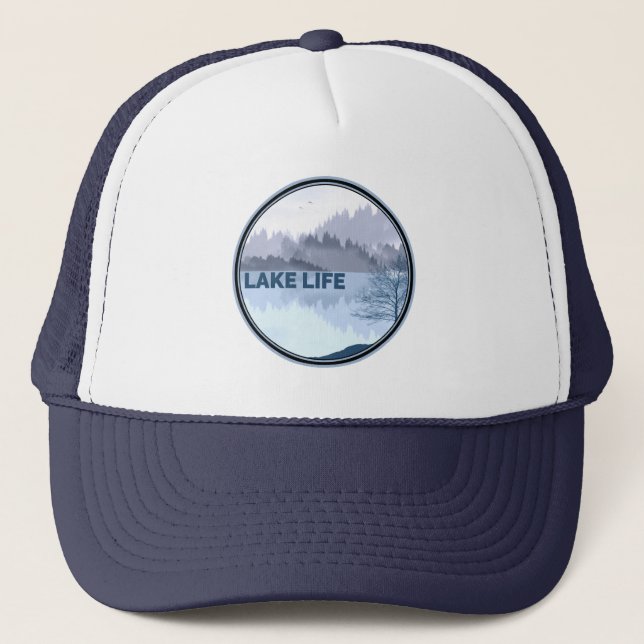 Lake Life Reflection Trucker Hat (Front)
