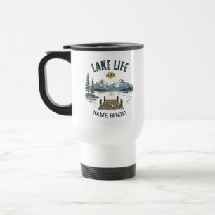 Lake Life Retro Grunge Family Vacation Match Travel Mug