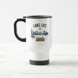 Lake Life Retro Grunge Family Vacation Match Travel Mug