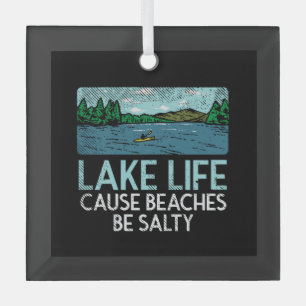 Lake Life Salty Beaches Glass Tree Decoration