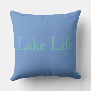 Lake life simple letters on cool tones cushion