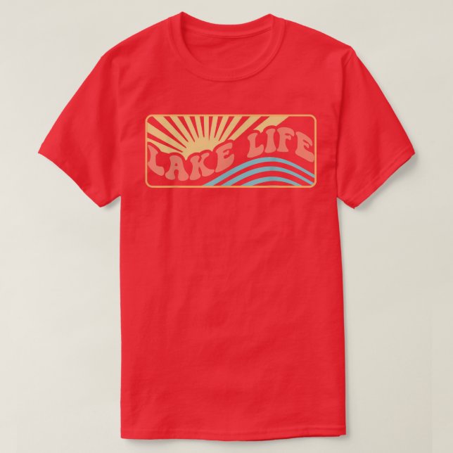 Lake Life Sunset Summer Retro Cute Vacation  T-Shirt (Design Front)