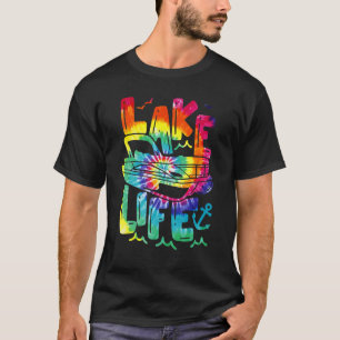 Lake Life Tie Dye Pontoon Summer Vacation Boat Pon T-Shirt
