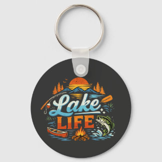 Lake Life Vintage Fishing and Camping Key Ring