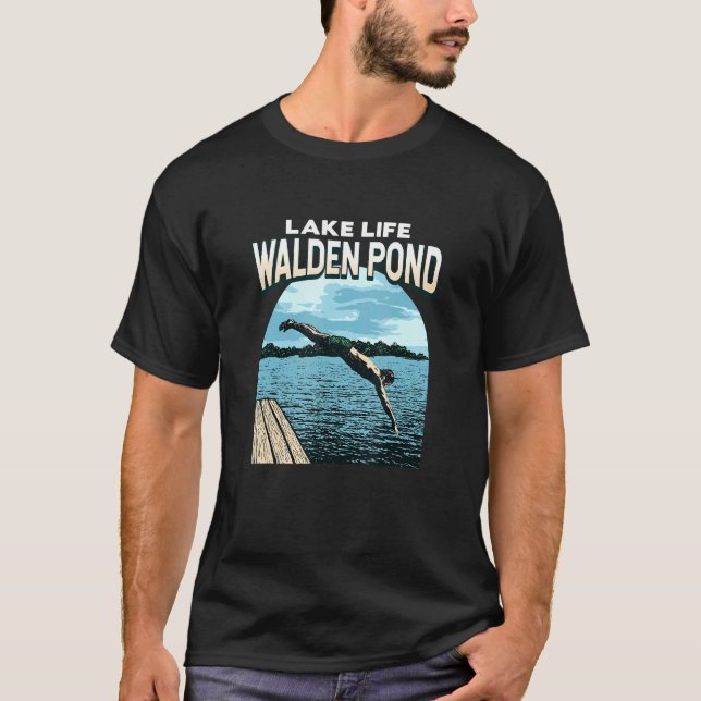 Lake Life Walden Pond Swimming Massachusetts Swimm T-Shirt (Front)