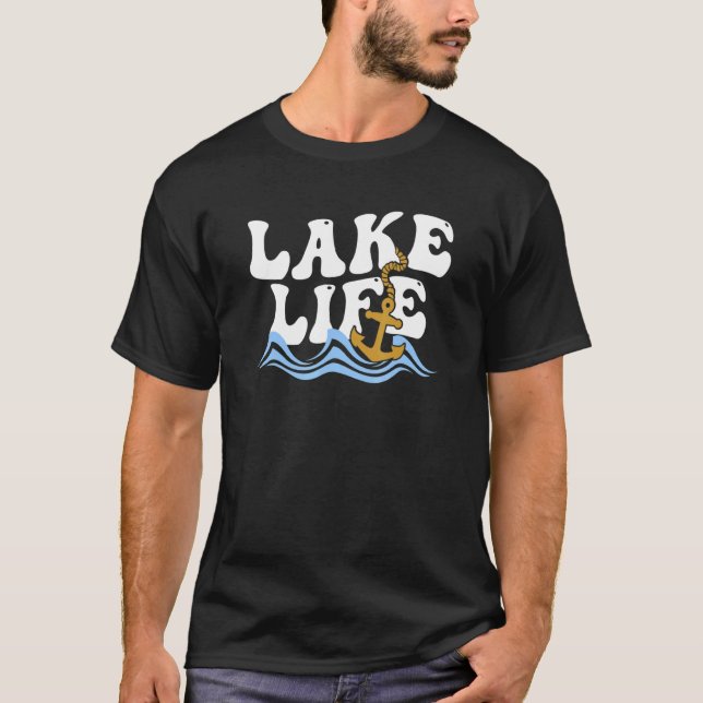 Lake Life Wavy Cool Lake House Party Or Bacheloret T-Shirt (Front)