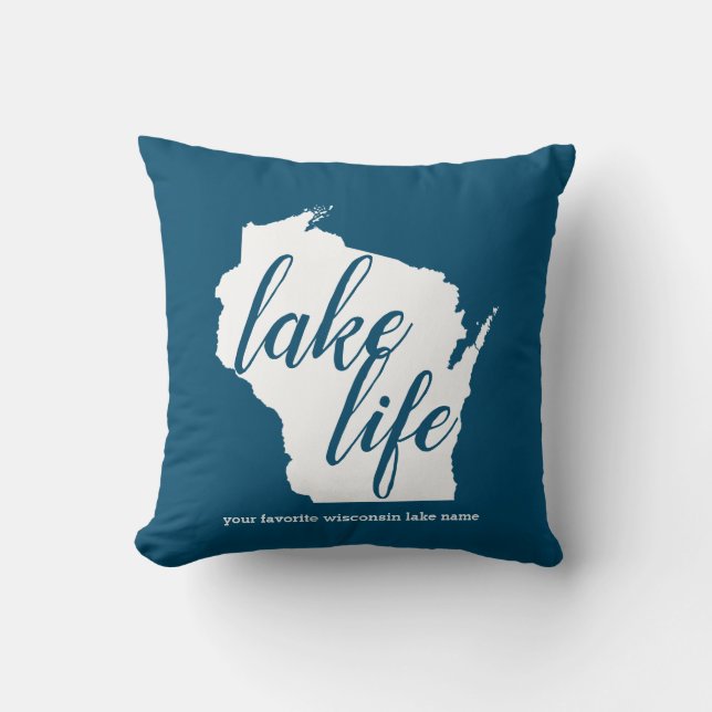 Lake Life Wisconsin Customise Lake Name Cushion (Front)