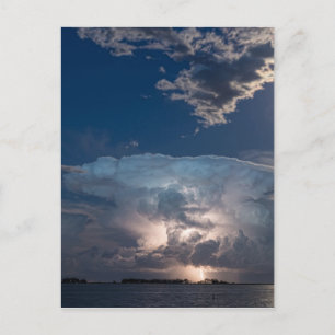 Lake Lightning Thunderstorm Cell and Full Moon Postcard