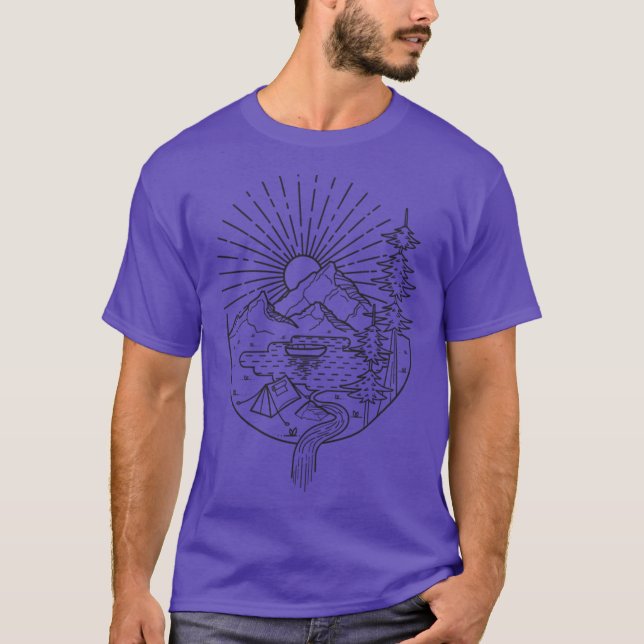 Lake Line Art vintage T-Shirt (Front)