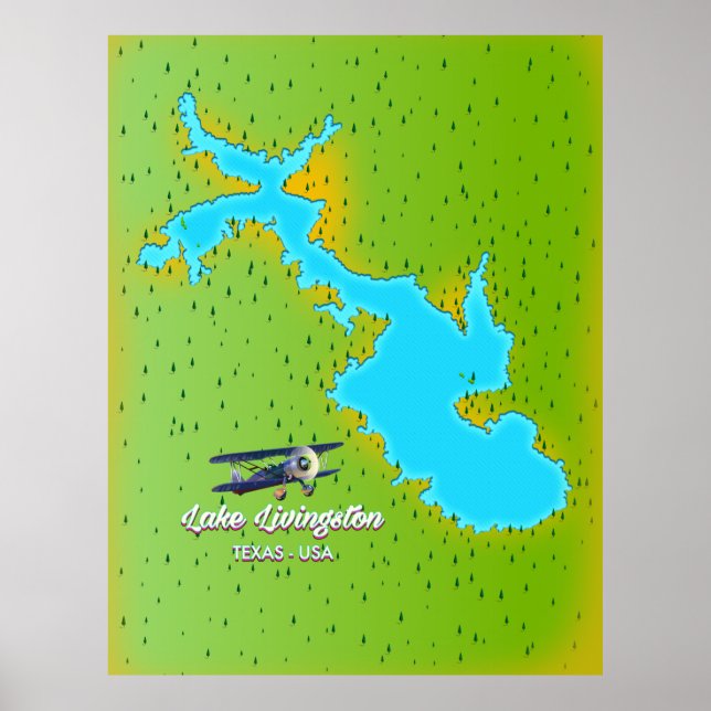 lake livingston Texas map Poster (Front)