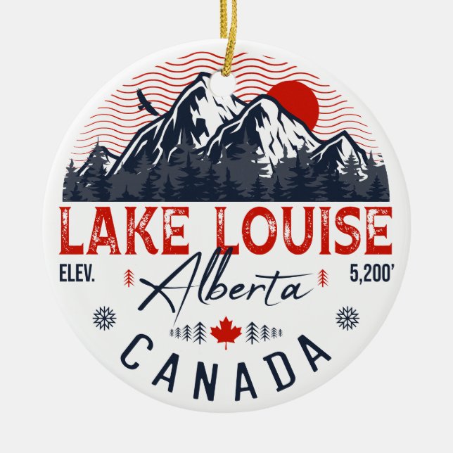 Lake Louise Alberta Canada Travel Ski Souvenirs Ceramic Tree Decoration (Front)