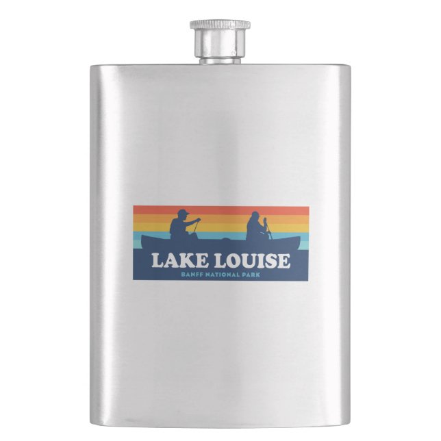 Lake Louise Banff National Park Canoe Hip Flask (Front)