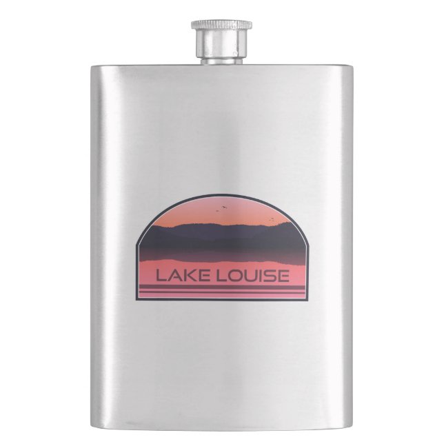Lake Louise Banff National Park Red Sunrise Hip Flask (Front)