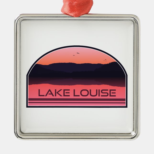 Lake Louise Banff National Park Red Sunrise Metal Tree Decoration (Front)