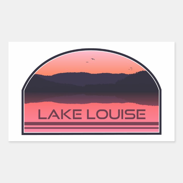 Lake Louise Banff National Park Red Sunrise Rectangular Sticker (Front)