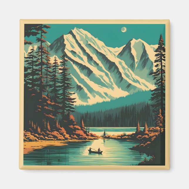 Lake Louise Banff National Park Retro Travel Magnet (Front)