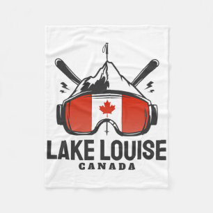 Lake Louise Canada Ski Retro Skiing Fleece Blanket
