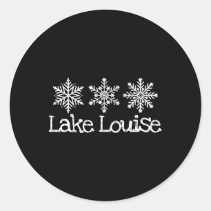 Lake Louise Canada Snowflakes Ski Skiing Skier Sno Classic Round Sticker