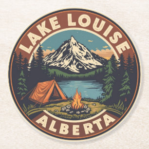 Lake Louise Canada Travel Gift Banff National Park Round Paper Coaster