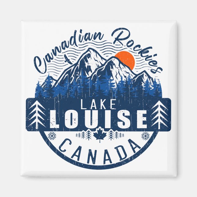 Lake Louise Canada Vintage Retro Sunset Souvenir Magnet (Front)