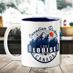 Lake Louise - Canada - Vintage Retro Sunset Two-Tone Coffee Mug