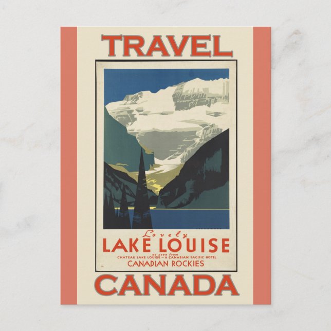 Lake Louise Canada Vintage Travel Poster Postcard (Front)