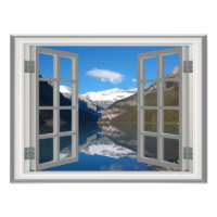 Lake Louise Mountain Reflection Lake Faux Window
