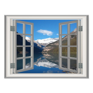 Lake Louise Mountain Reflection Lake Faux Window Photo Print