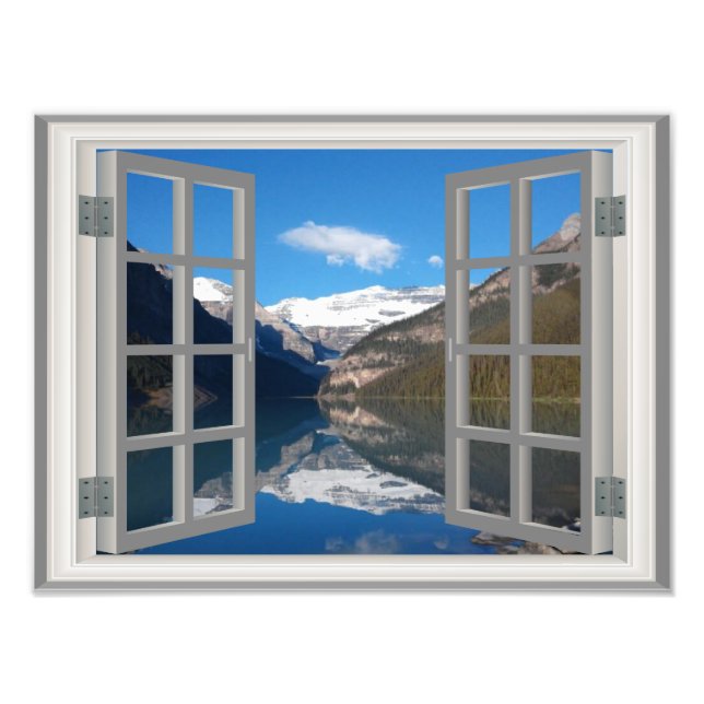 Lake Louise Mountain Reflection Lake Faux Window Photo Print (Front)
