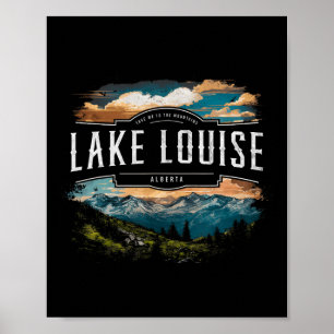 Lake Louise Mountains Alberta Hiking Outdoors Vint Poster