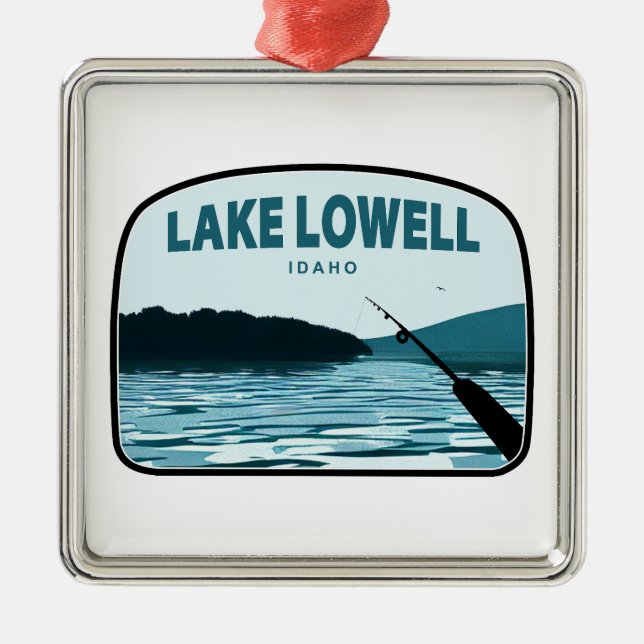 Lake Lowell Idaho Fishing Rod Metal Tree Decoration (Front)
