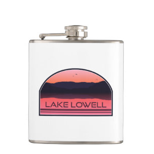 Lake Lowell Idaho Red Sunrise Hip Flask
