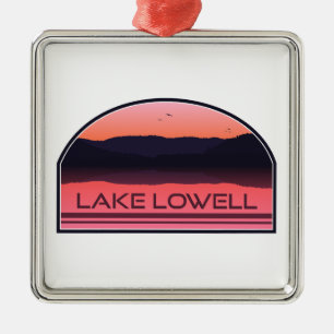 Lake Lowell Idaho Red Sunrise Metal Tree Decoration