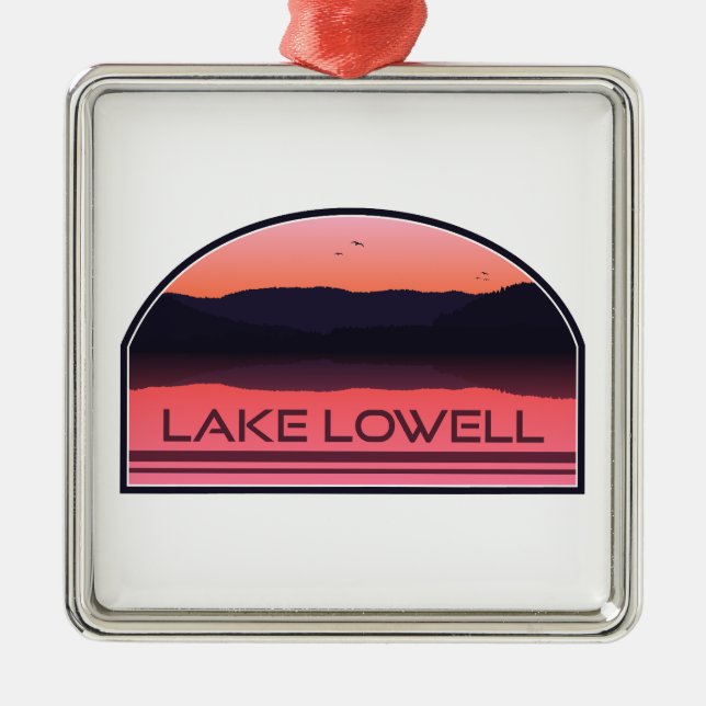 Lake Lowell Idaho Red Sunrise Metal Tree Decoration (Front)