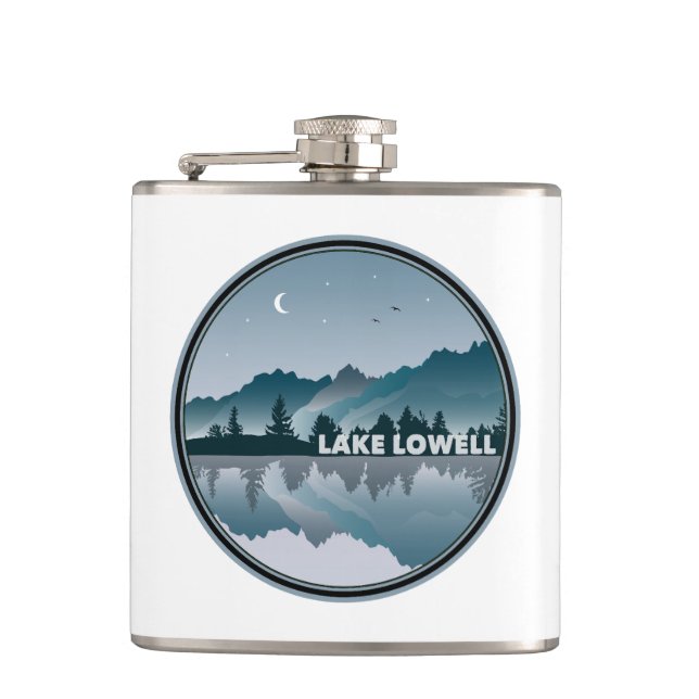 Lake Lowell Idaho Reflection Hip Flask (Front)